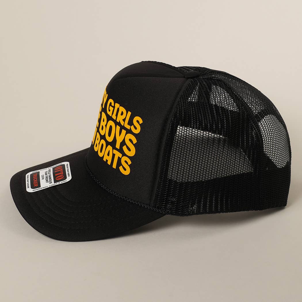 Fashion City - Pretty Girls Love Boys With Boats Text Print Mesh Back Cap: Pink / ONE SIZE - Image 15