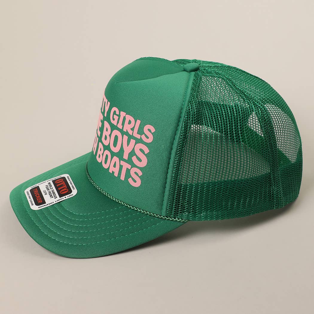 Fashion City - Pretty Girls Love Boys With Boats Text Print Mesh Back Cap: Pink / ONE SIZE - Image 18