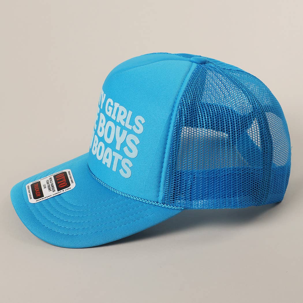Fashion City - Pretty Girls Love Boys With Boats Text Print Mesh Back Cap: Pink / ONE SIZE - Image 22