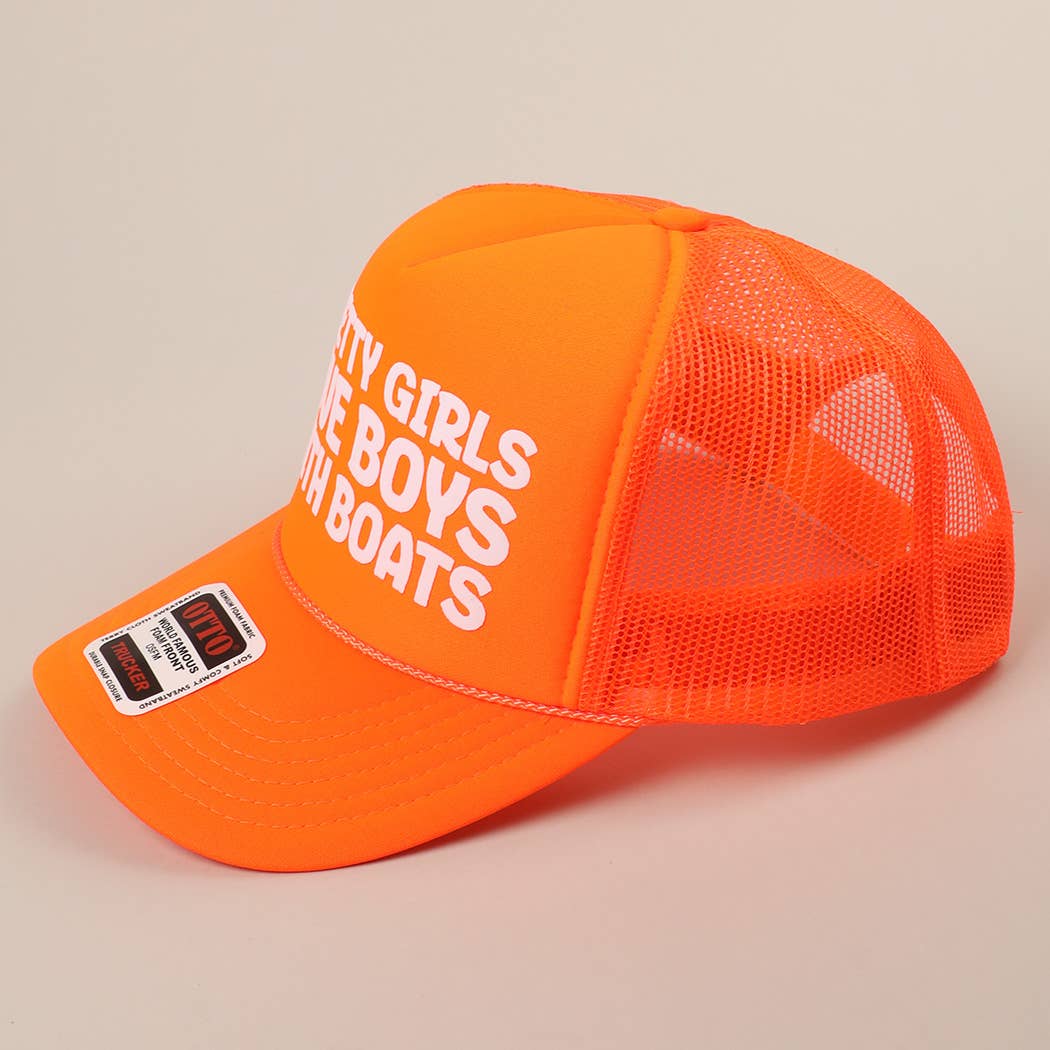 Fashion City - Pretty Girls Love Boys With Boats Text Print Mesh Back Cap: Pink / ONE SIZE - Image 25