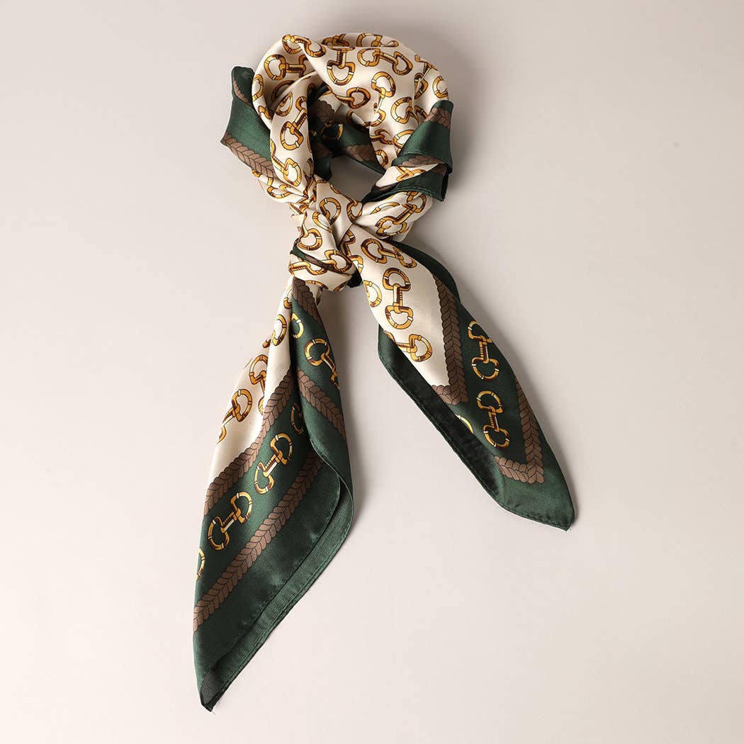 Fashion City - Satin Horsebit Print Light Weight Soft Scarf : 4-BK / ONE SIZE - Image 5