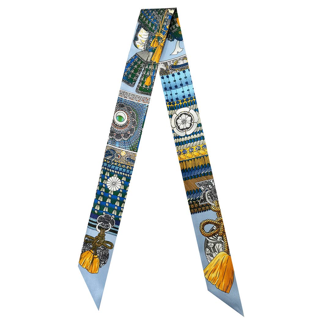 Fashion City - Tassel Pattern Print Light Weight Twilly Scarf : NVY / ONE SIZE - Image 4