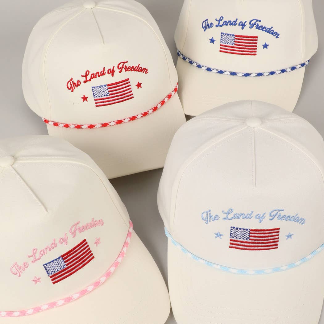 Fashion City - The Land of Freedom Flag Embroidered Trucker Hat: Red / ONE SIZE - Image 2