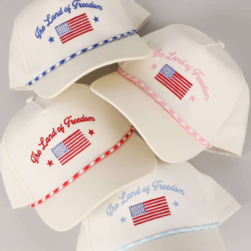Fashion City - The Land of Freedom Flag Embroidered Trucker Hat: Red / ONE SIZE - Image 4