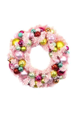 FLOCKED WREATH PINK