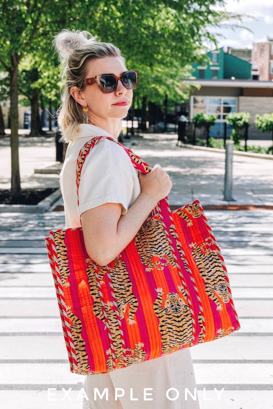 Folklore Couture - Quilted Tote Bag | Large Shopping Bag | Southern Town Tote - Image 6