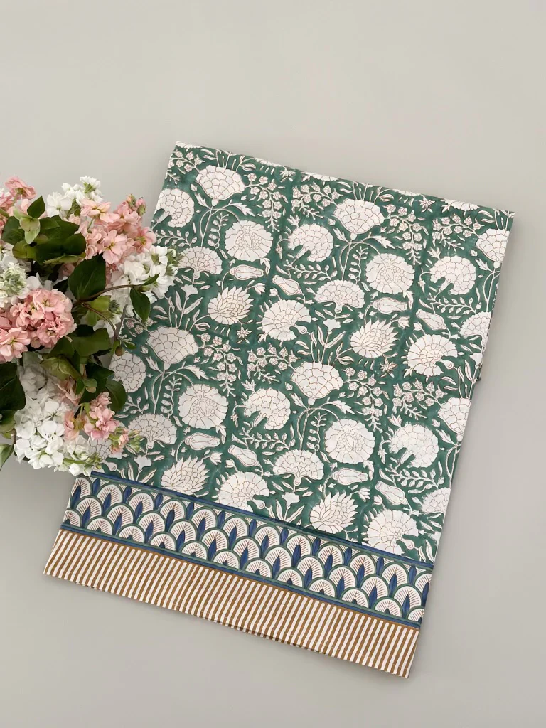 Don Lino Forest green print tablecloth 60x90