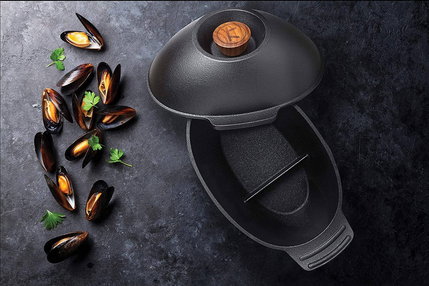 Fox Run Brands - Outset Cast Iron Mussel, Seafood Pot - Image 2