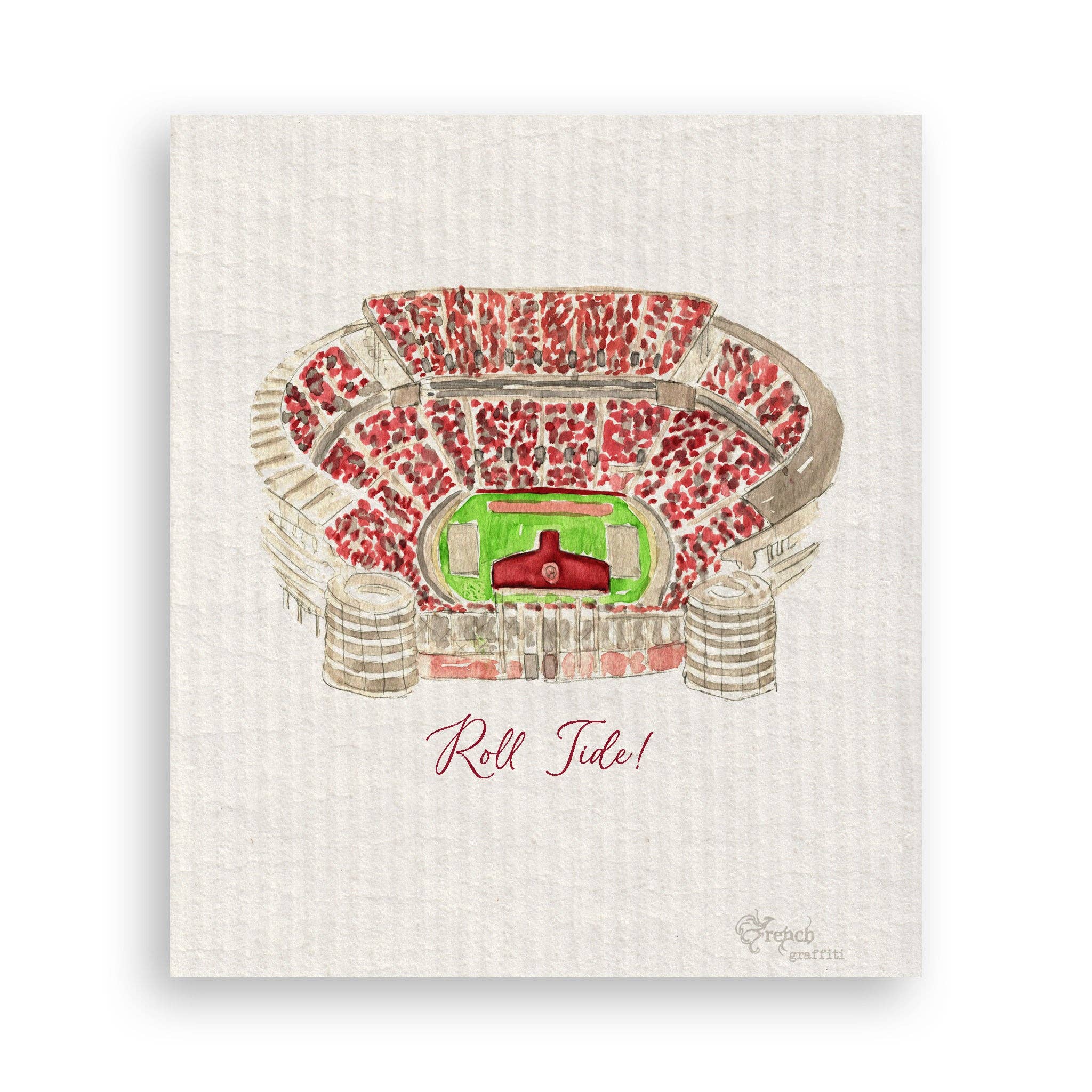 French Graffiti - Alabama Football Stadium with Quote: Dishtowel - Image 17