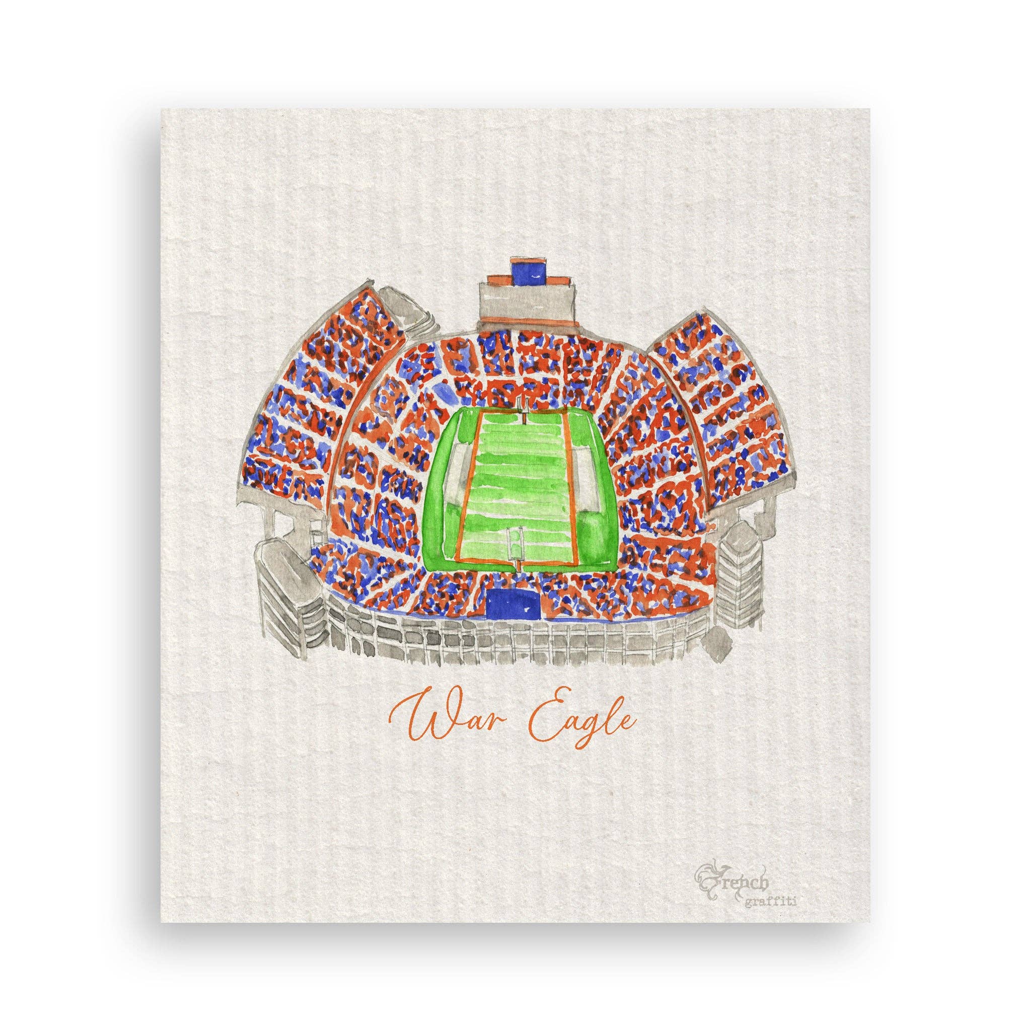 French Graffiti - Auburn Football Stadium with Quote: Dishtowel - Image 17