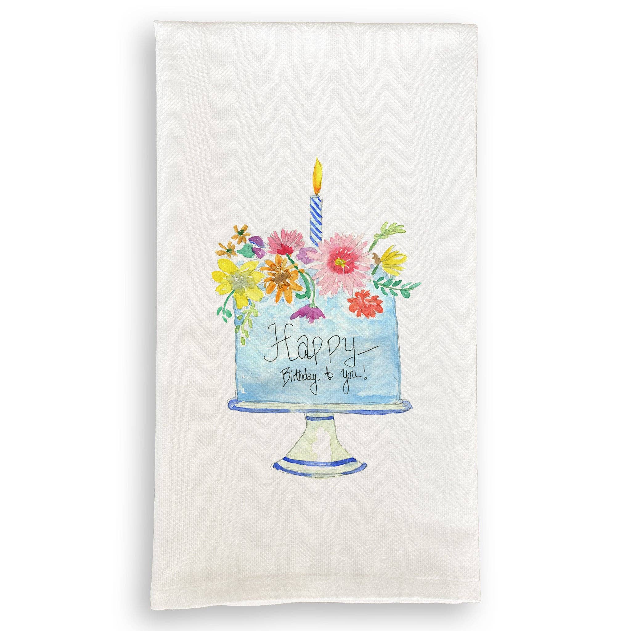 French Graffiti - Floral Birthday Cake: Dishtowel