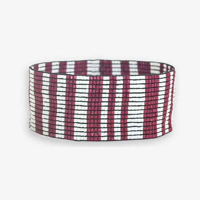 Gameday stripes beaded stretch bracelet maroon
