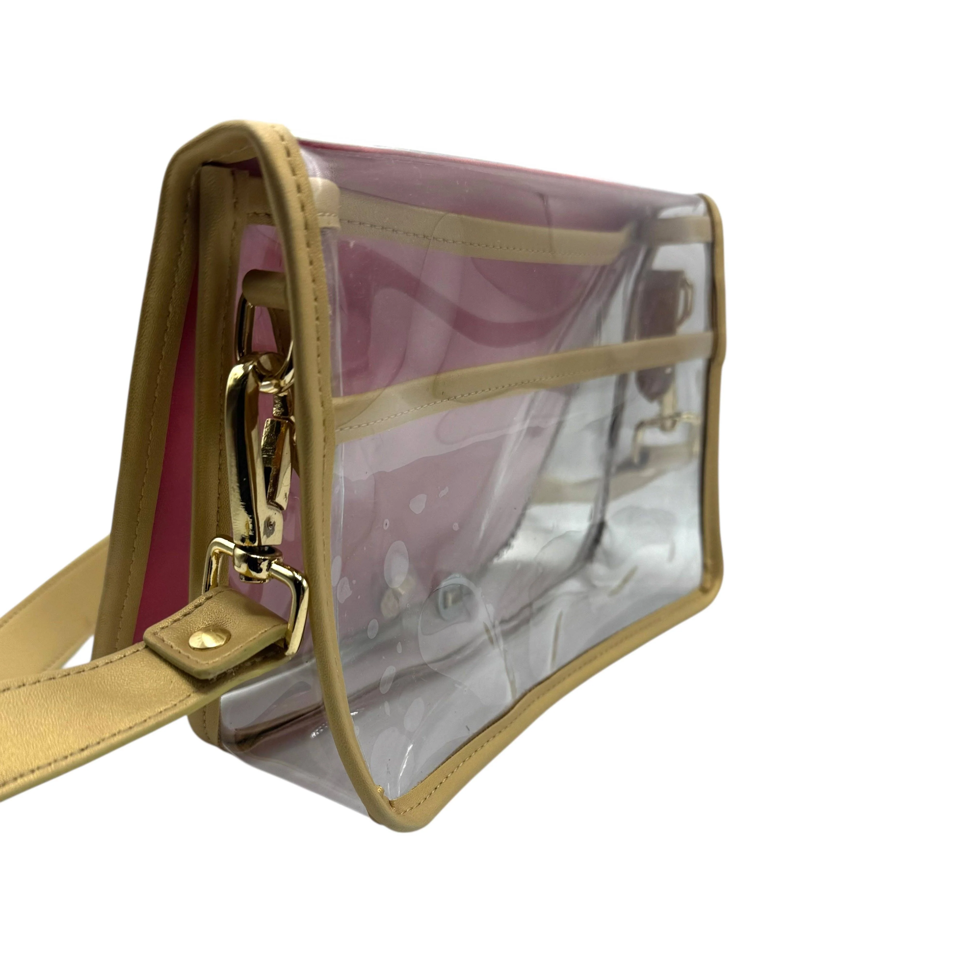Garland - Navy Buffalo Check Clear Stadium Bag with Gold Bamboo - Image 2