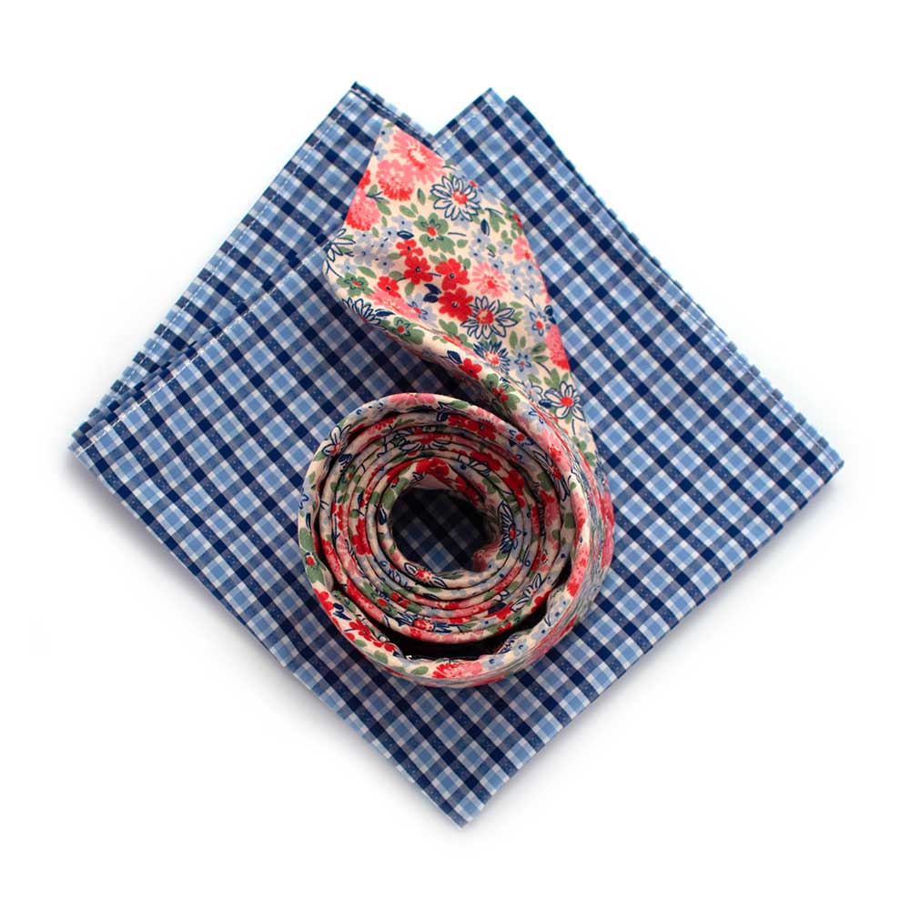 General Knot & Co. - Double Blue Check Pocket Square - Image 2