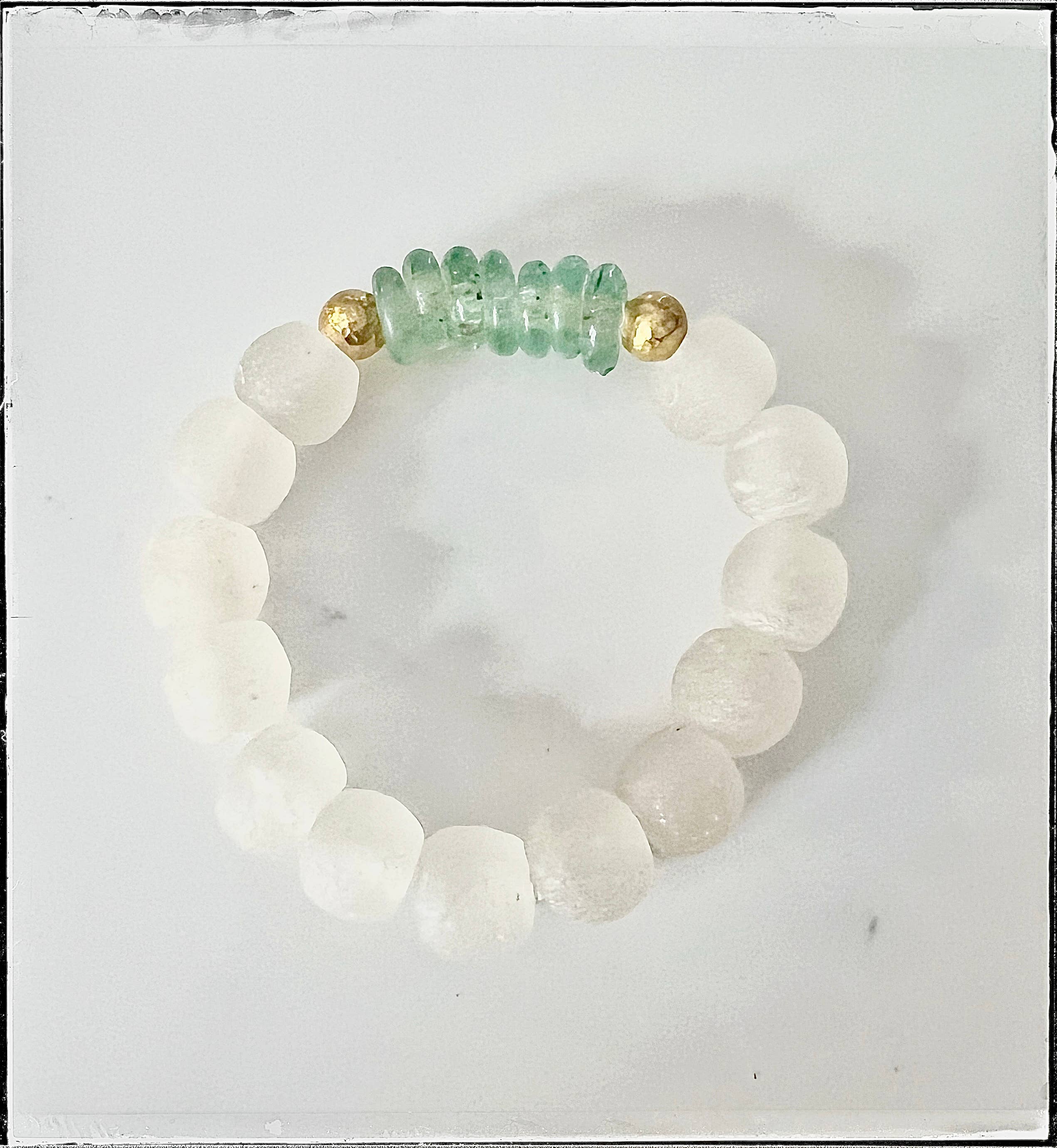 GentrybyJenna - Recycled Glass & Rondelle Bead Stretch Bracelet Stacking: 7”