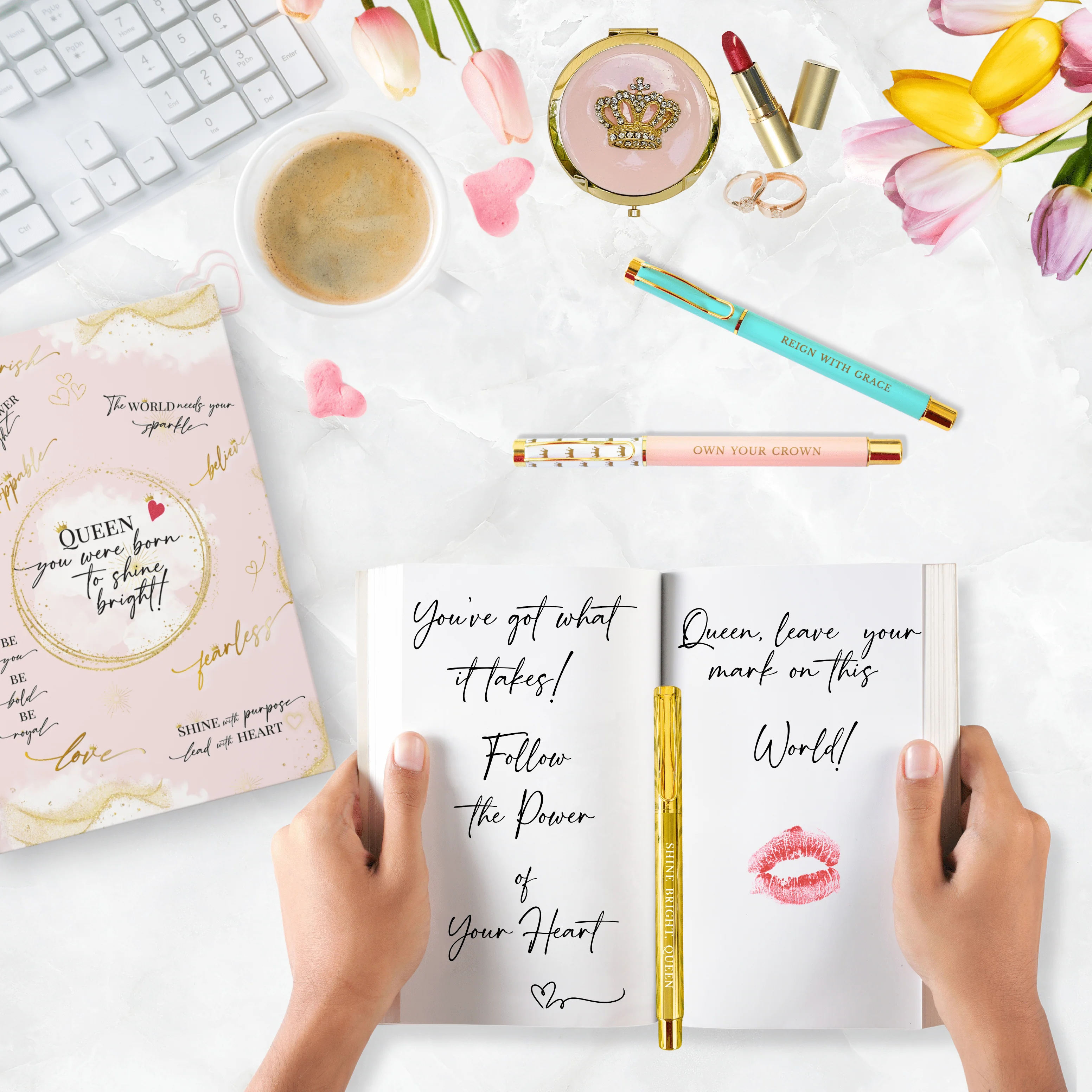 Girl Power 24/7 - Queen’s Heart Inspirational Metal Pen Set of 3 - Image 3