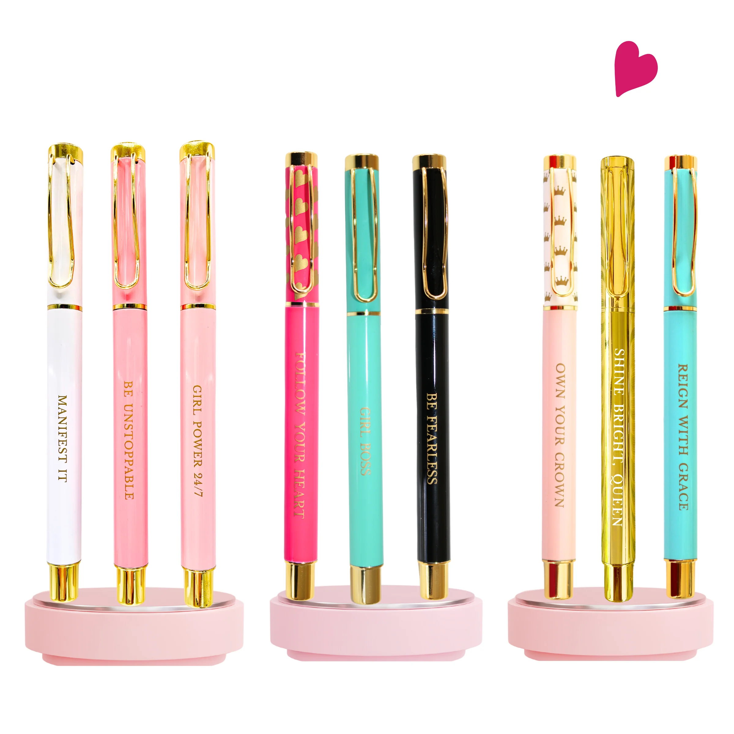 Girl Power 24/7 - Queen’s Heart Inspirational Metal Pen Set of 3 - Image 5