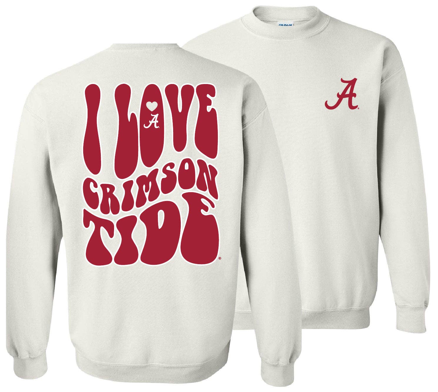 Girlie Girl Originals - College-Alabama Love Team Sweatshirt-White Collegiate : X-Large