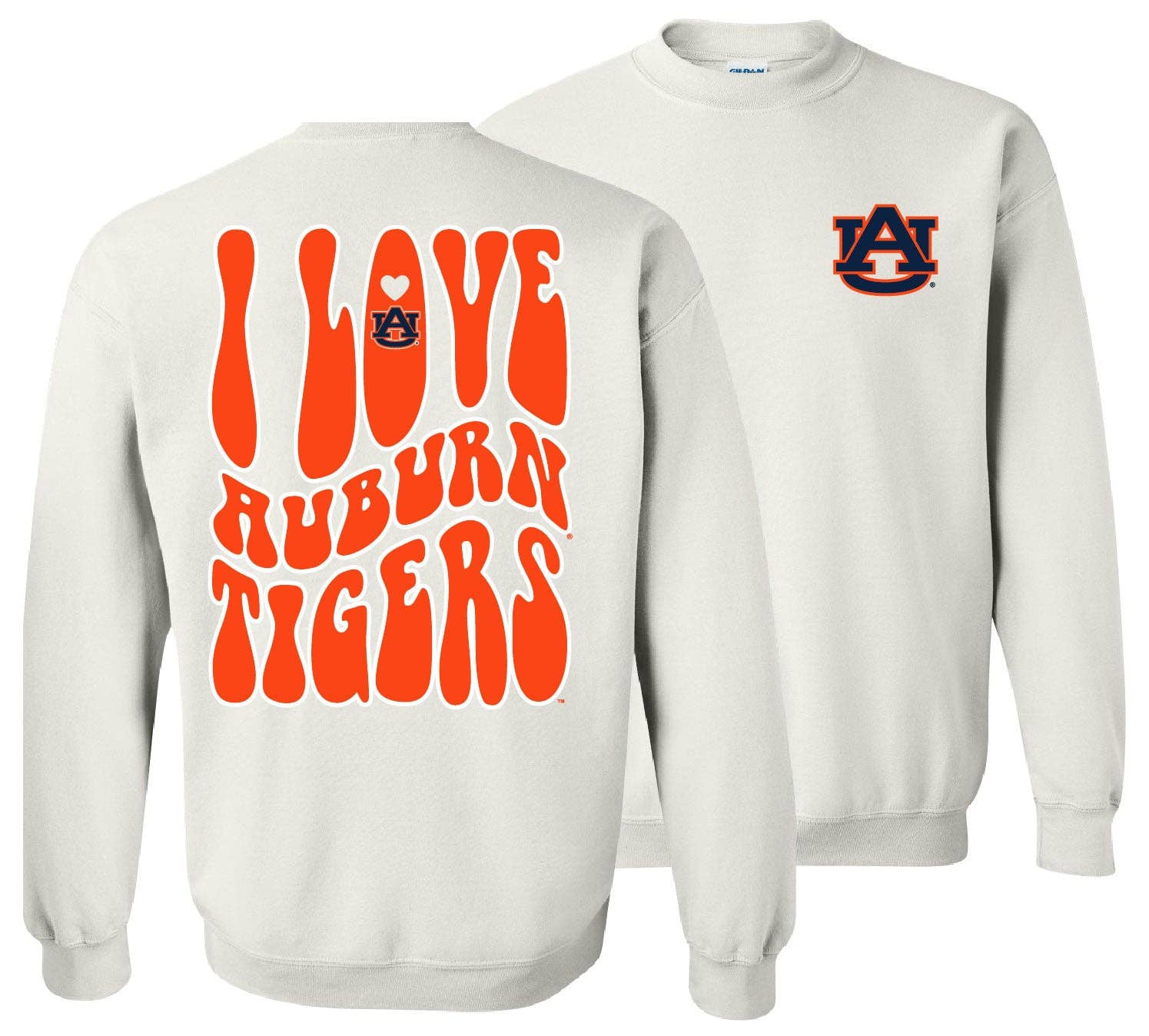 Girlie Girl Originals - College-Auburn Love Team Sweatshirt-White Collegiate: Large