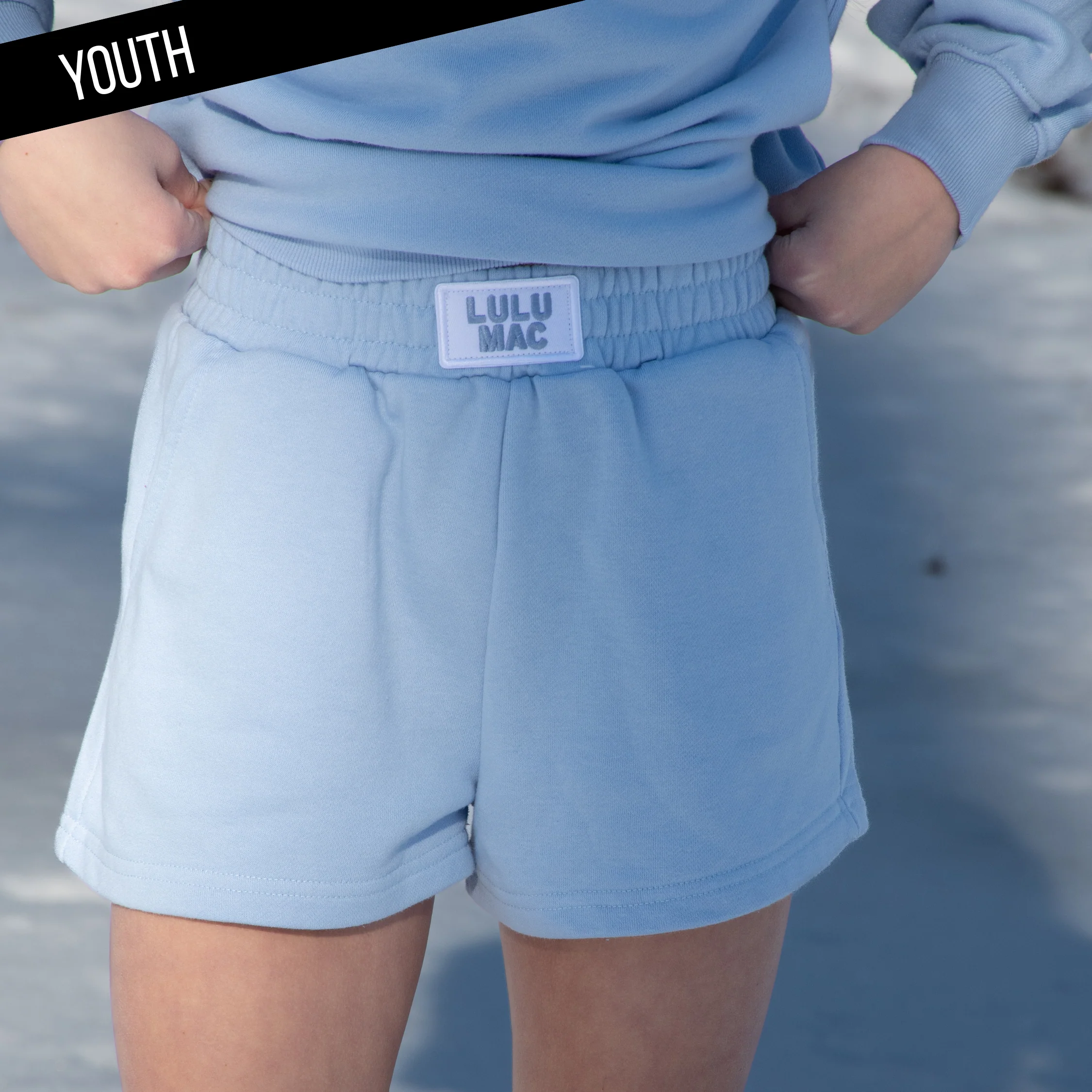 Lulu Mac KID TERRY CLOTH SHORTS : LIGHT BLUE Youth