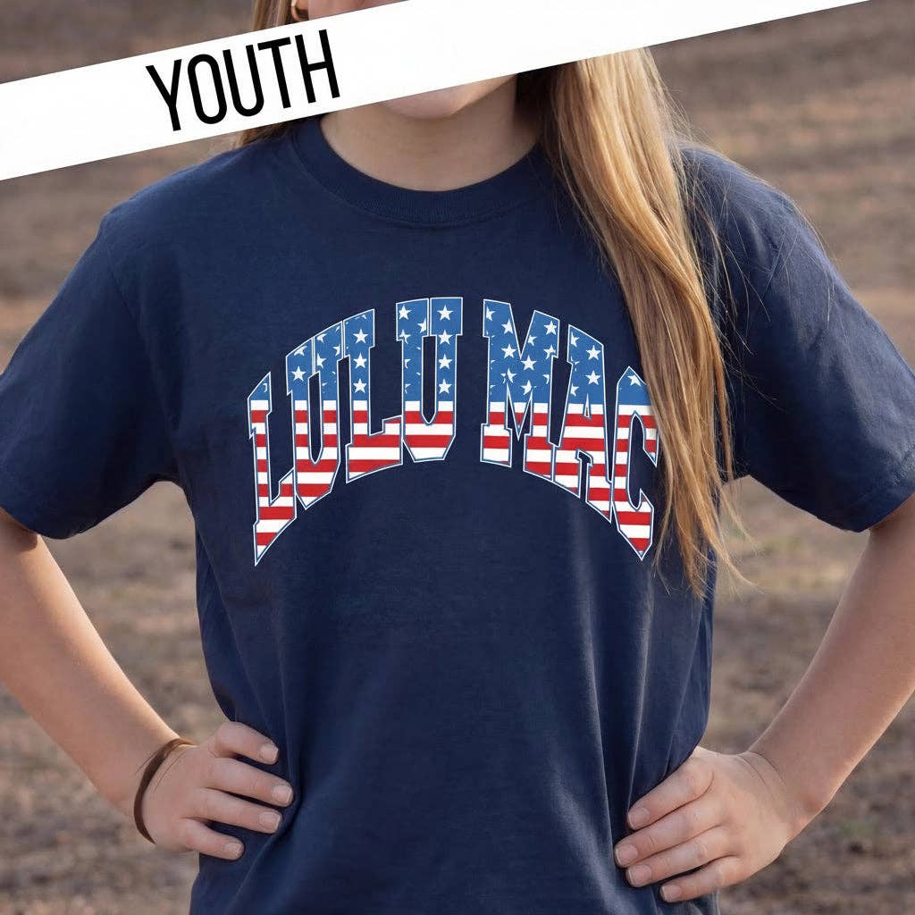 Girlie Girl OriginalsStars & Stripes Navy Youth Comfort Colors Tee: Navy / Youth Large