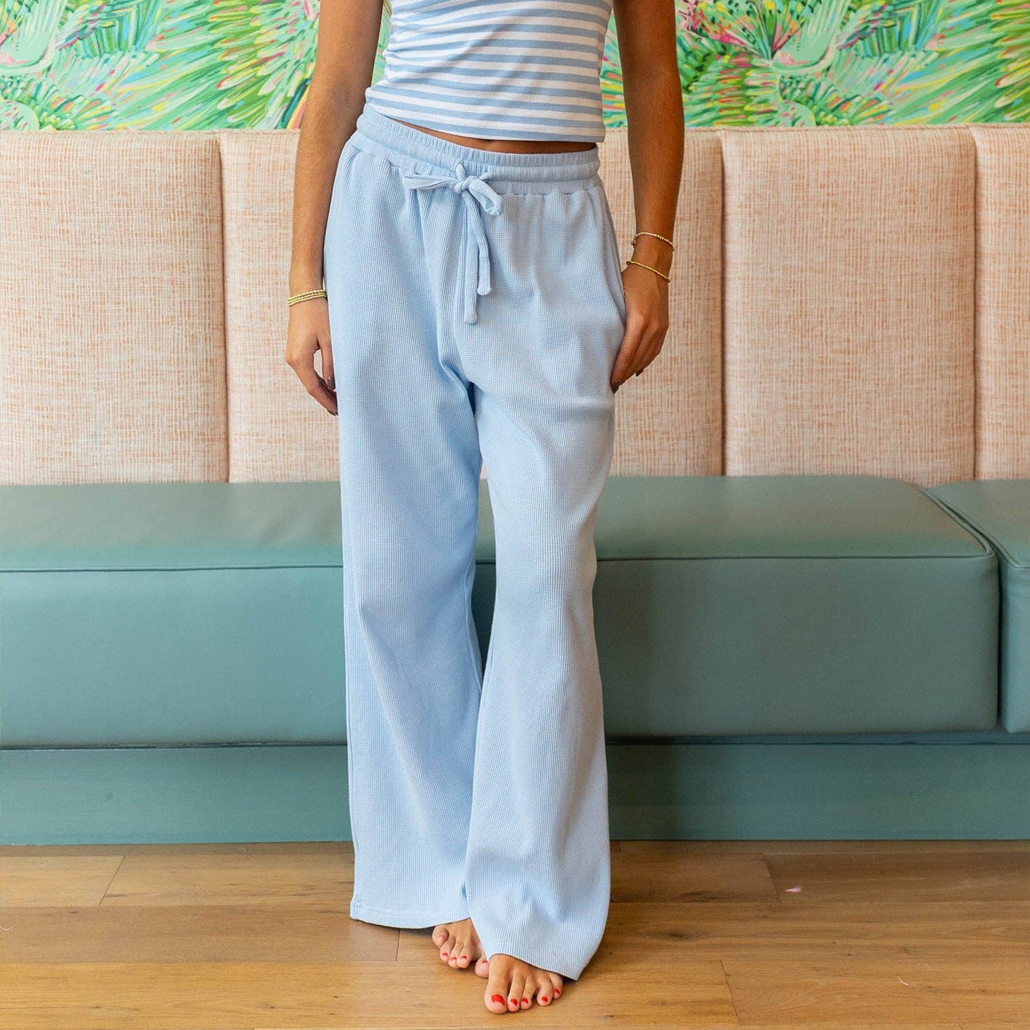LULU MAC WAFFLE PANT-LIGHT BLUE