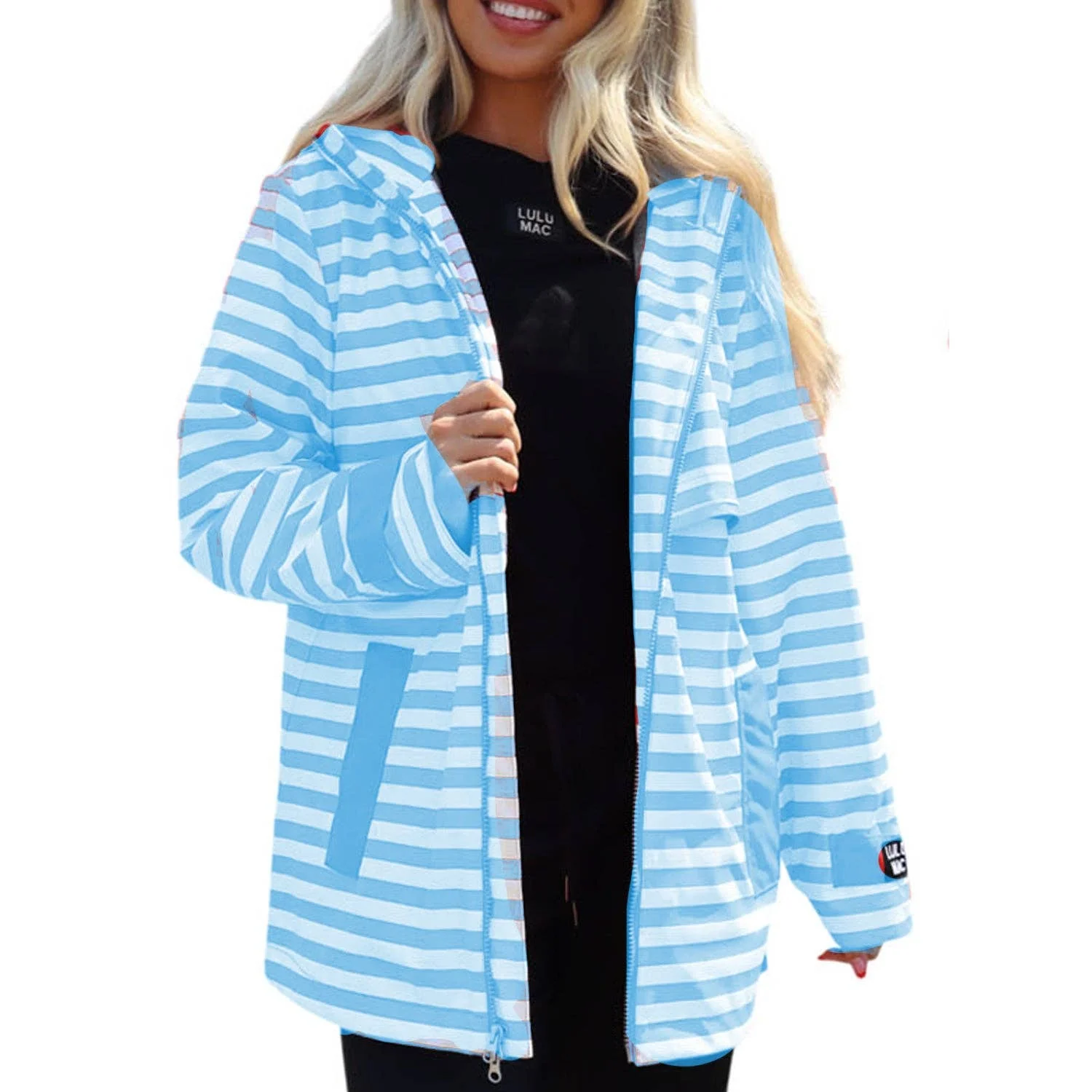 Girlie Girl Originals - Lulu Mac Raincoat Darby Blue/White: Blue/White / Adult X-Large
