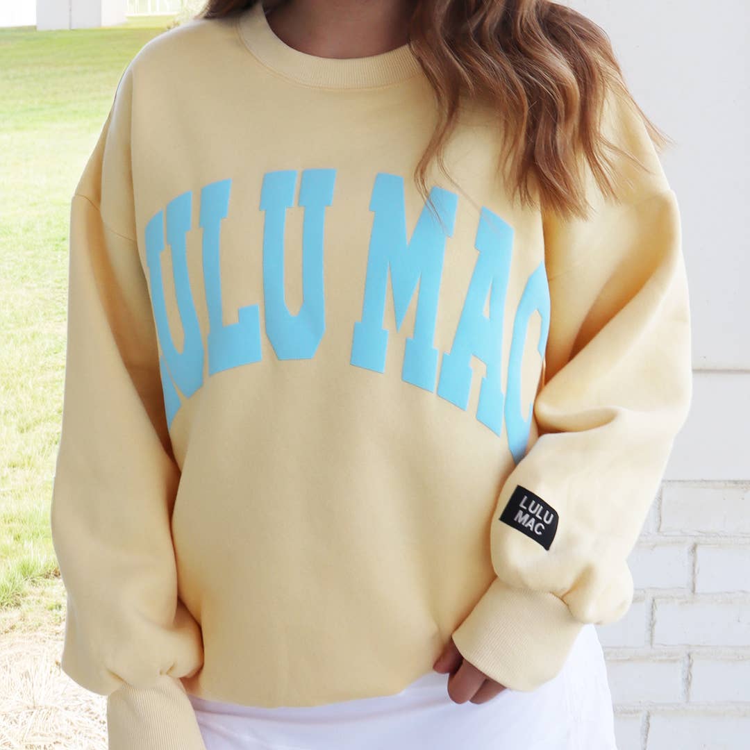 Girlie Girl Originals - Lulu Mac Sweatshirt Butter/Light Blue: Butter/Light Blue / X-Large