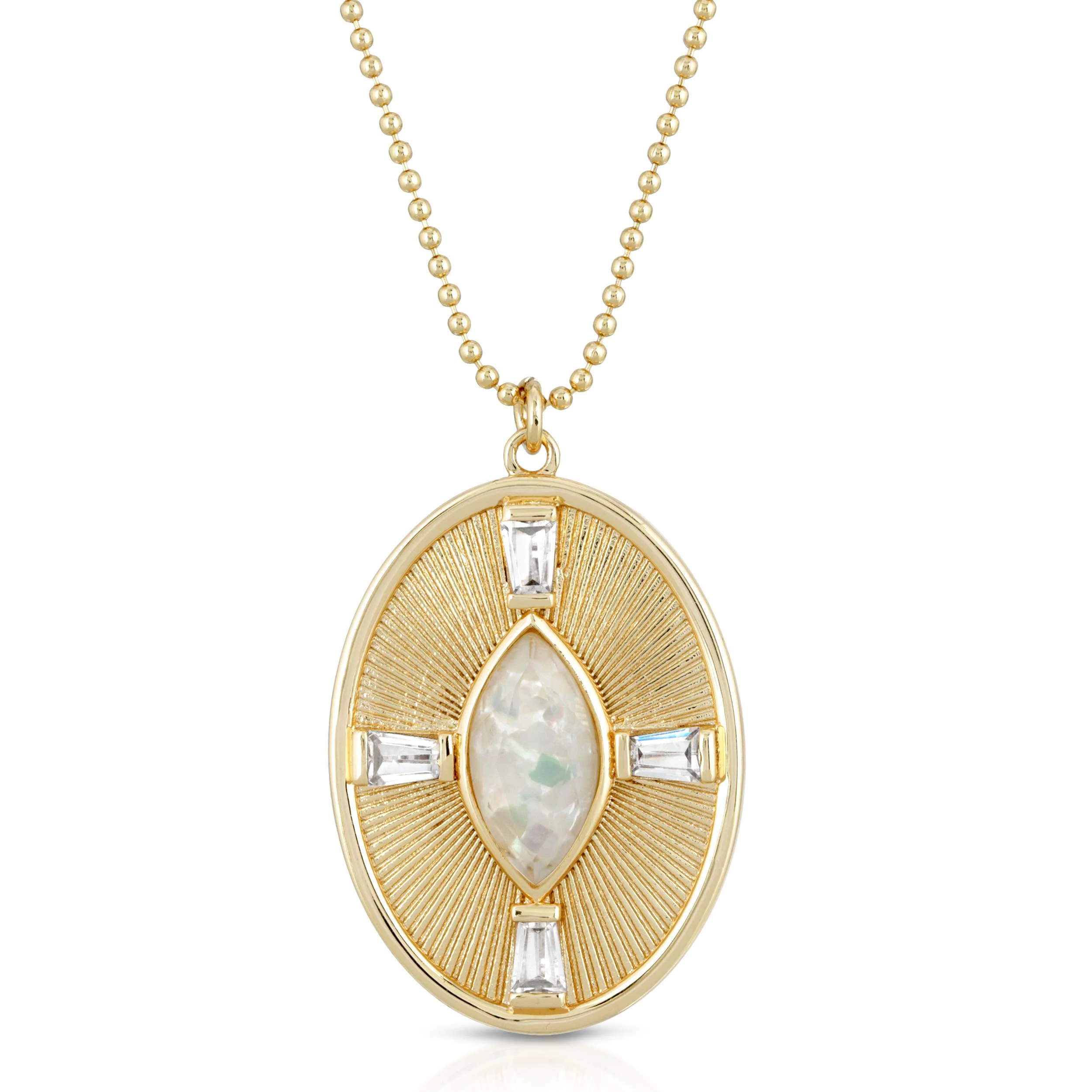 Glamrocks Jewelry - Sunray Necklace - Gold - Mother of Pearl
