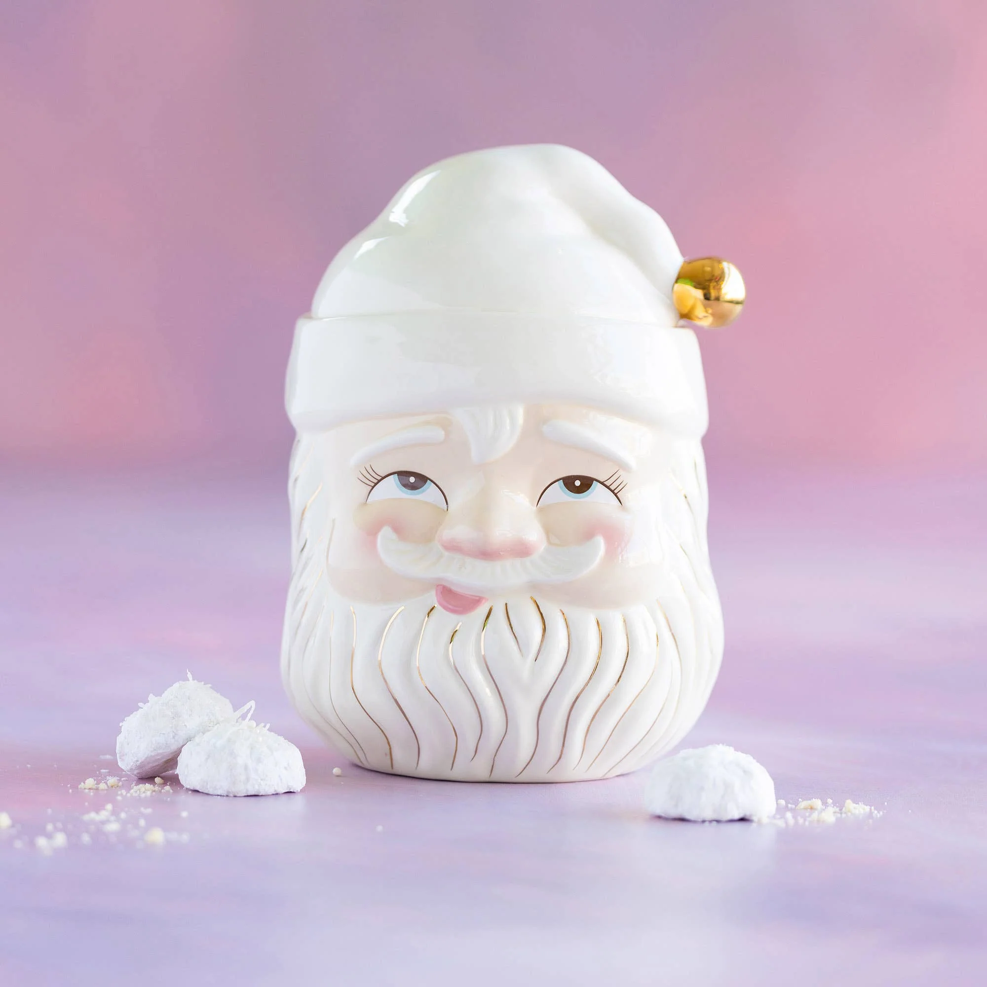 Glitterville - Glitterville Papa Noel Cookie Jar, Ceramic, 12”