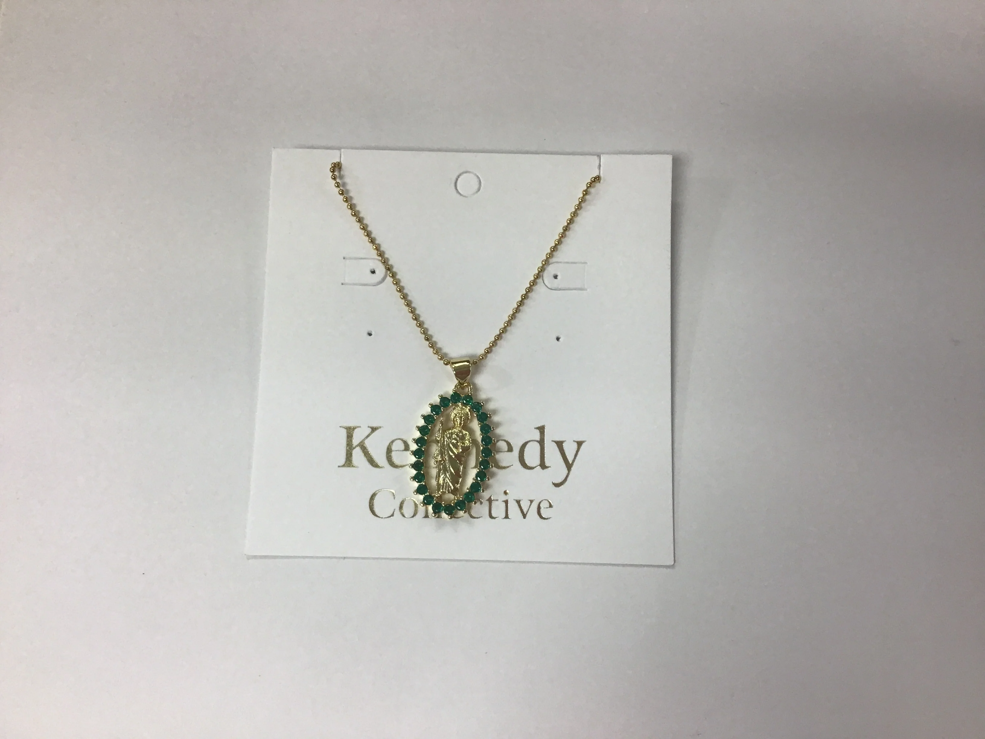 Gold and Green Catholic Necklace
