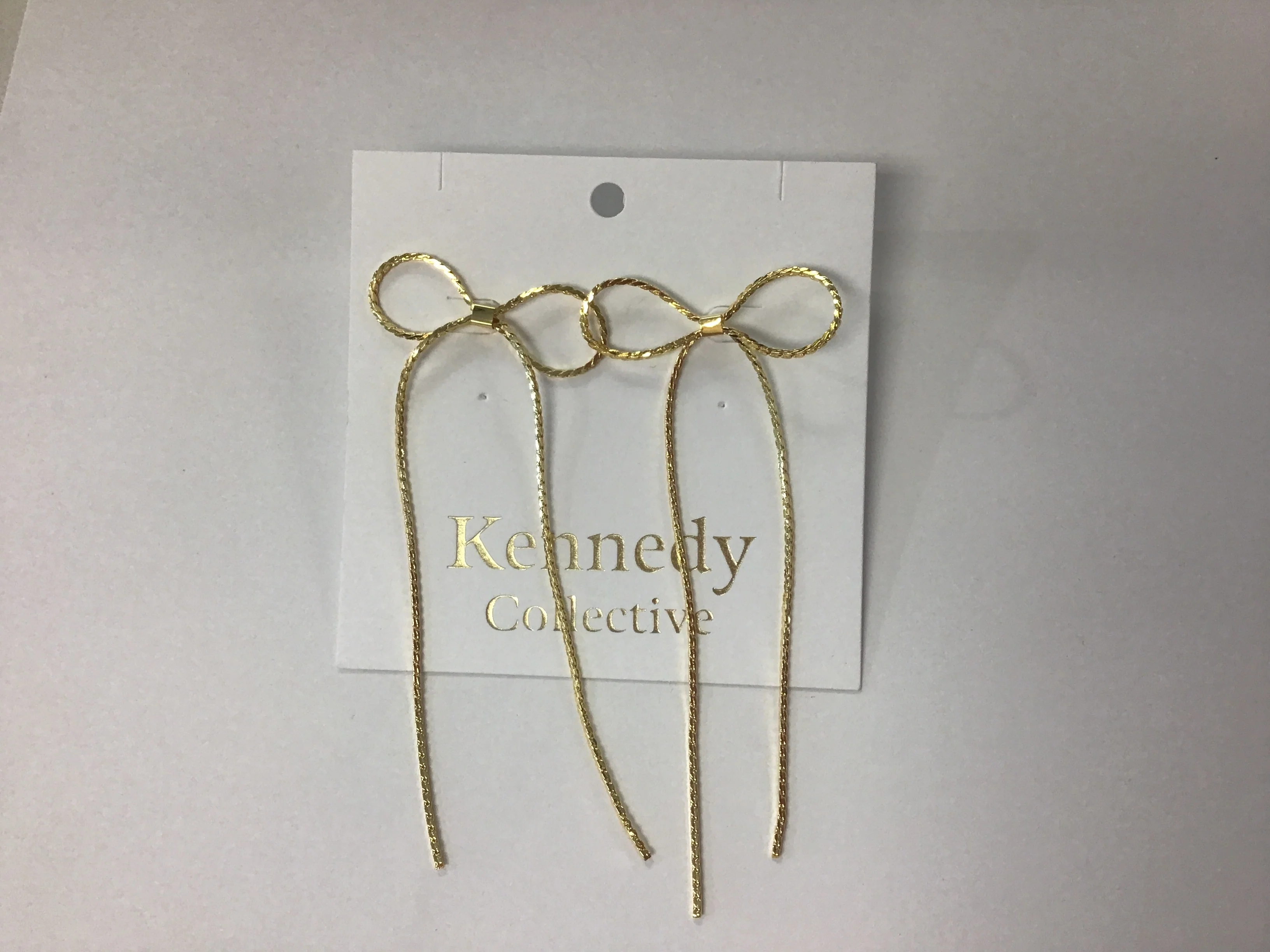 Gold Bow Strand Earrings