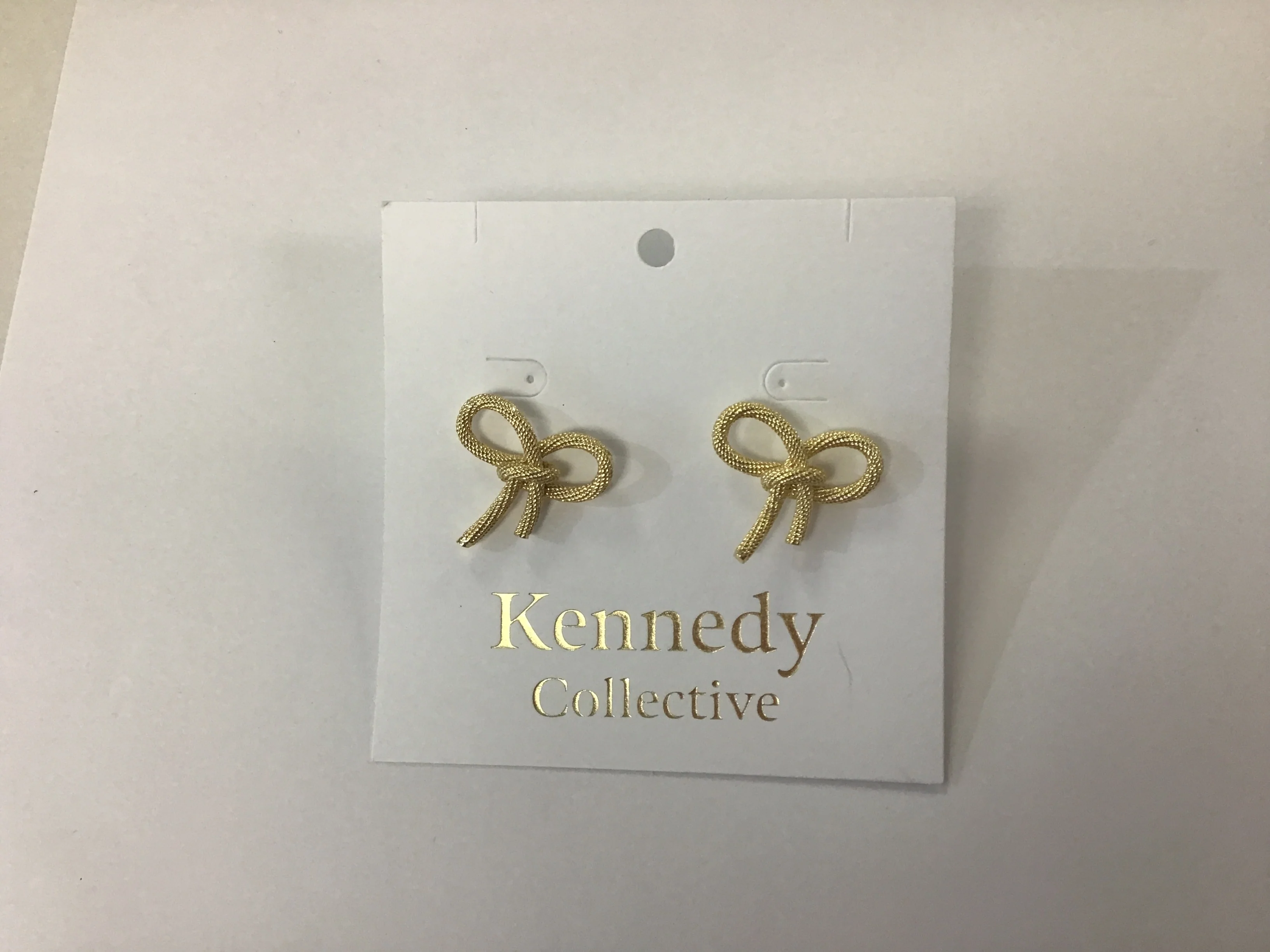 Gold Braided Bow Stud Earrings