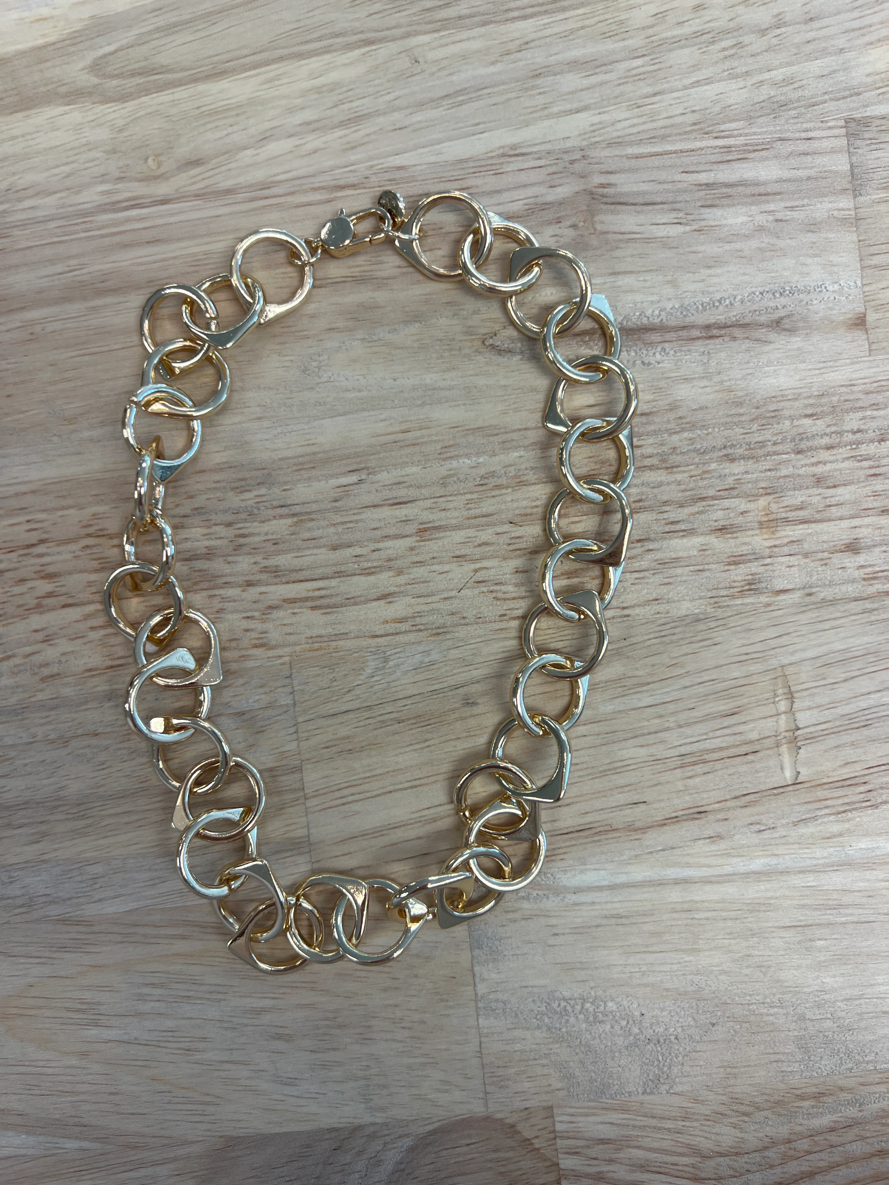Gold-Chunky Round Tab Link Necklace