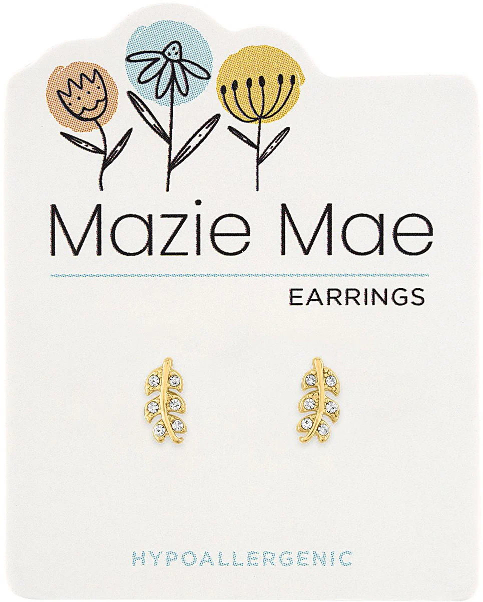 Gold CZ Branch Stud Mazie Mae Earrings