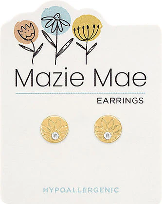 Gold Outlined Sunflower Stud Mazie Mae Earrings