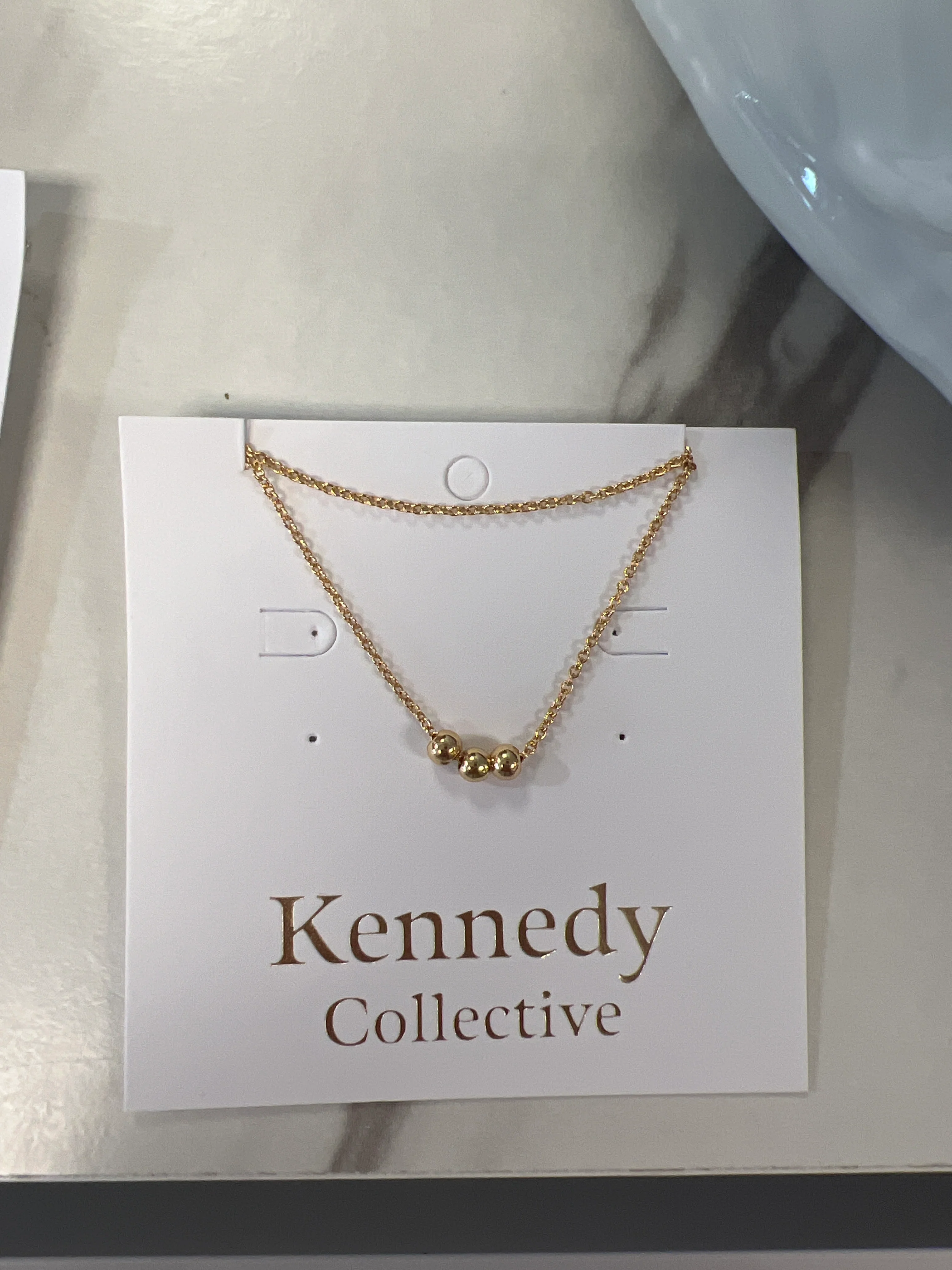 Gold Plated- 15" Necklace with 4mm Sliding ball Charms