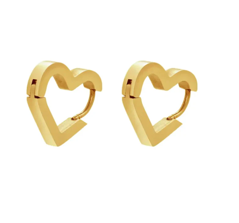 Golden Heart Huggie Earrings