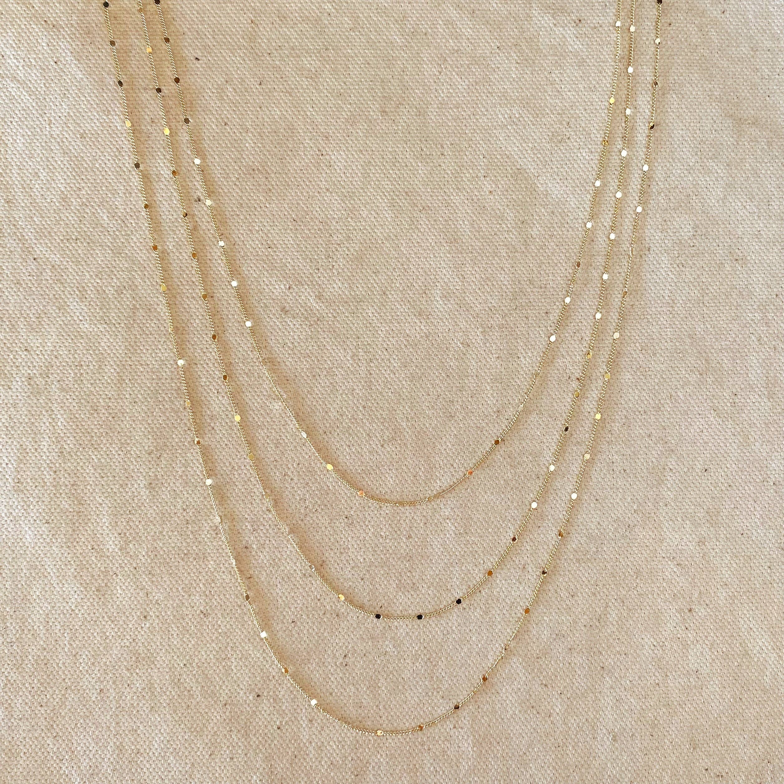 GoldFi - 18k Gold Filled 1mm Curb Chain With Pressed Details: 16 inches - Image 2