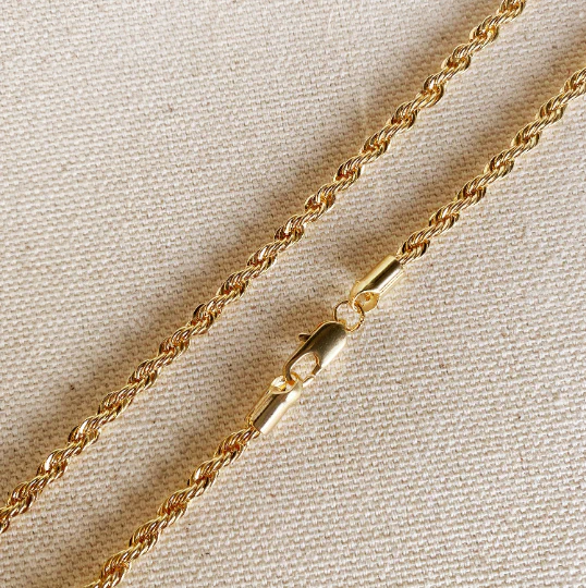 GoldFi - 18k Gold Filled Rope Chain In 3.0mm Thickness Gold Chain Com: 16 inches - Image 3