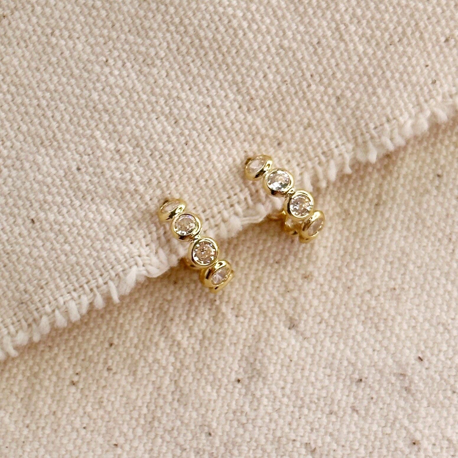 GoldFi - Bezel CZ C- Hoop Earrings: 16mm - Image 5