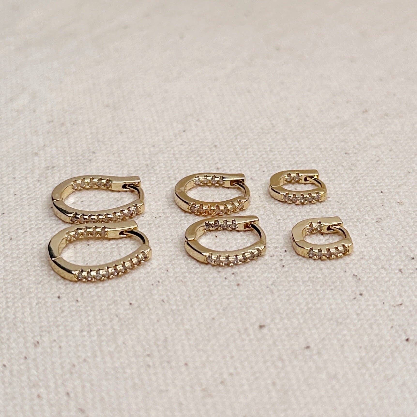 GoldFi - U Shape In & Out CZ Clicker Hoop Earrings: 12mm - Image 2