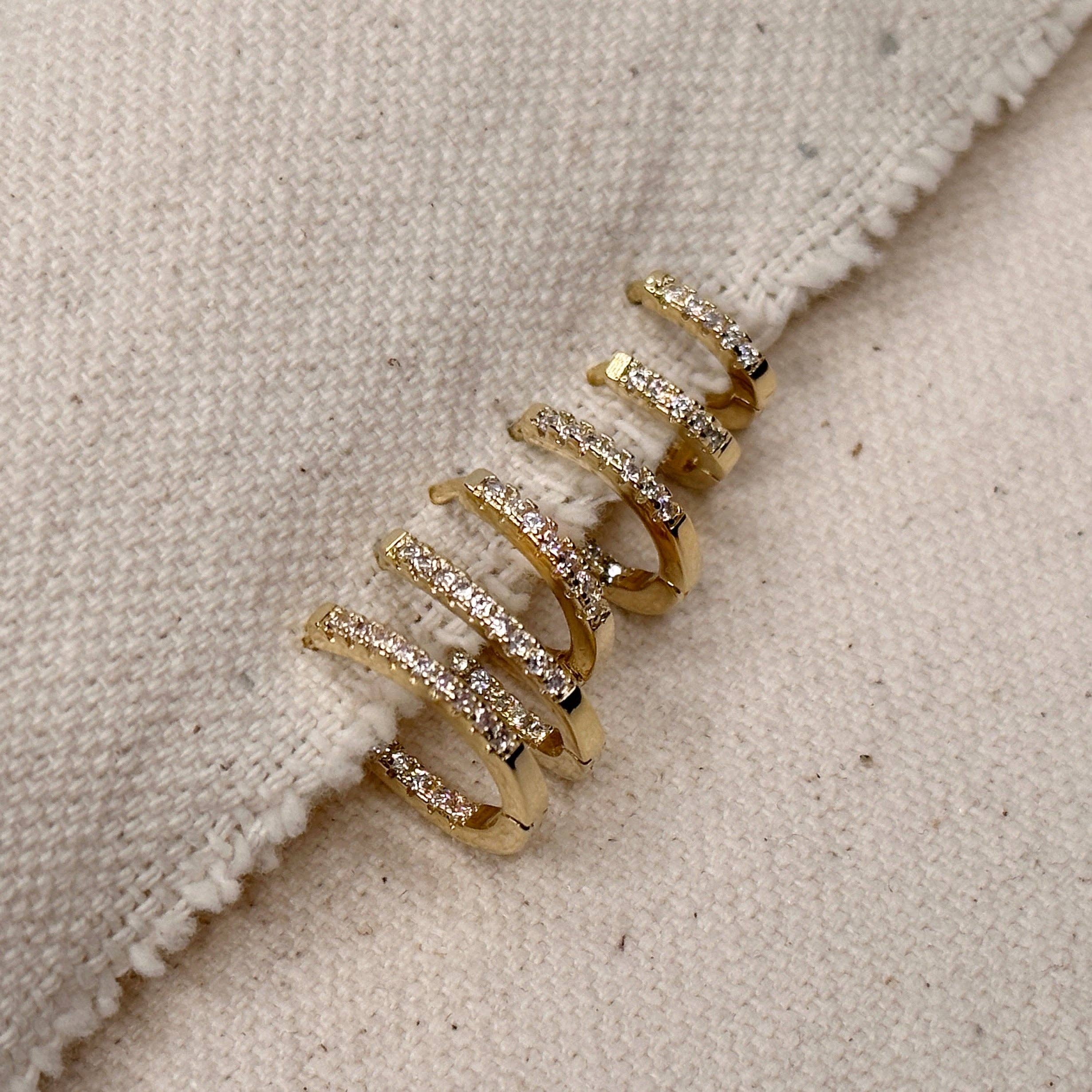 GoldFi - U Shape In & Out CZ Clicker Hoop Earrings: 15mm - Image 3