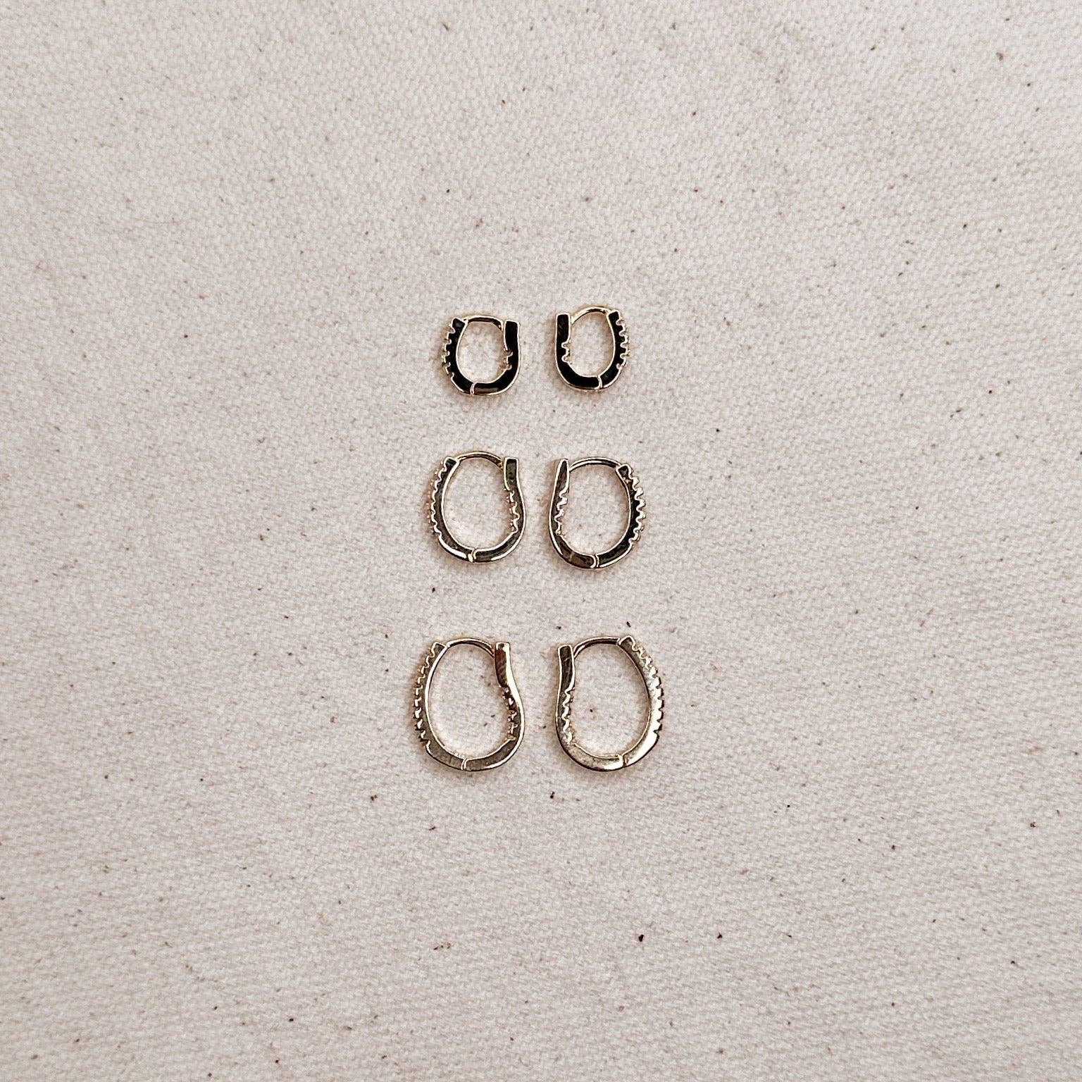 GoldFi - U Shape In & Out CZ Clicker Hoop Earrings: 15mm - Image 5