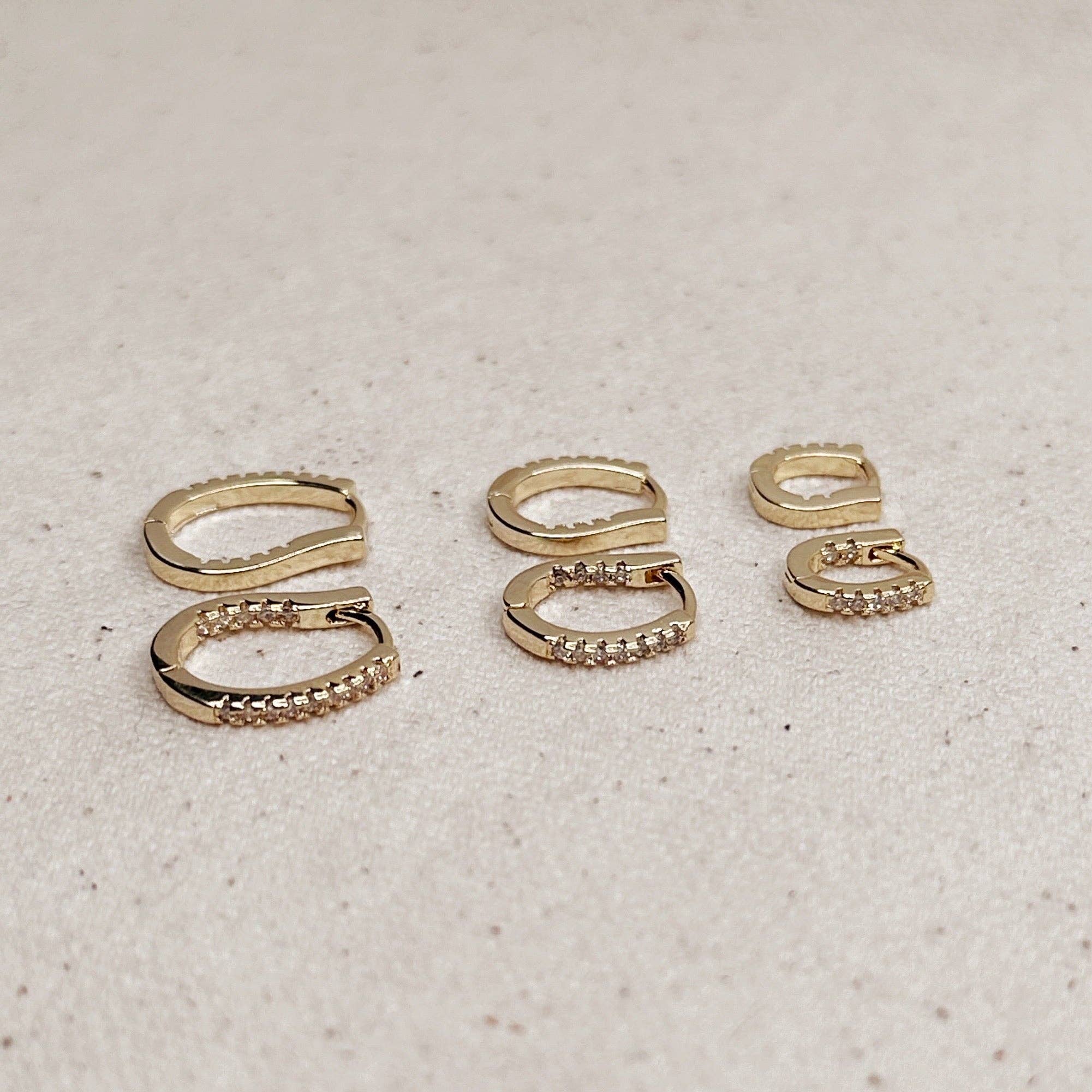 GoldFi - U Shape In & Out CZ Clicker Hoop Earrings: 15mm - Image 7