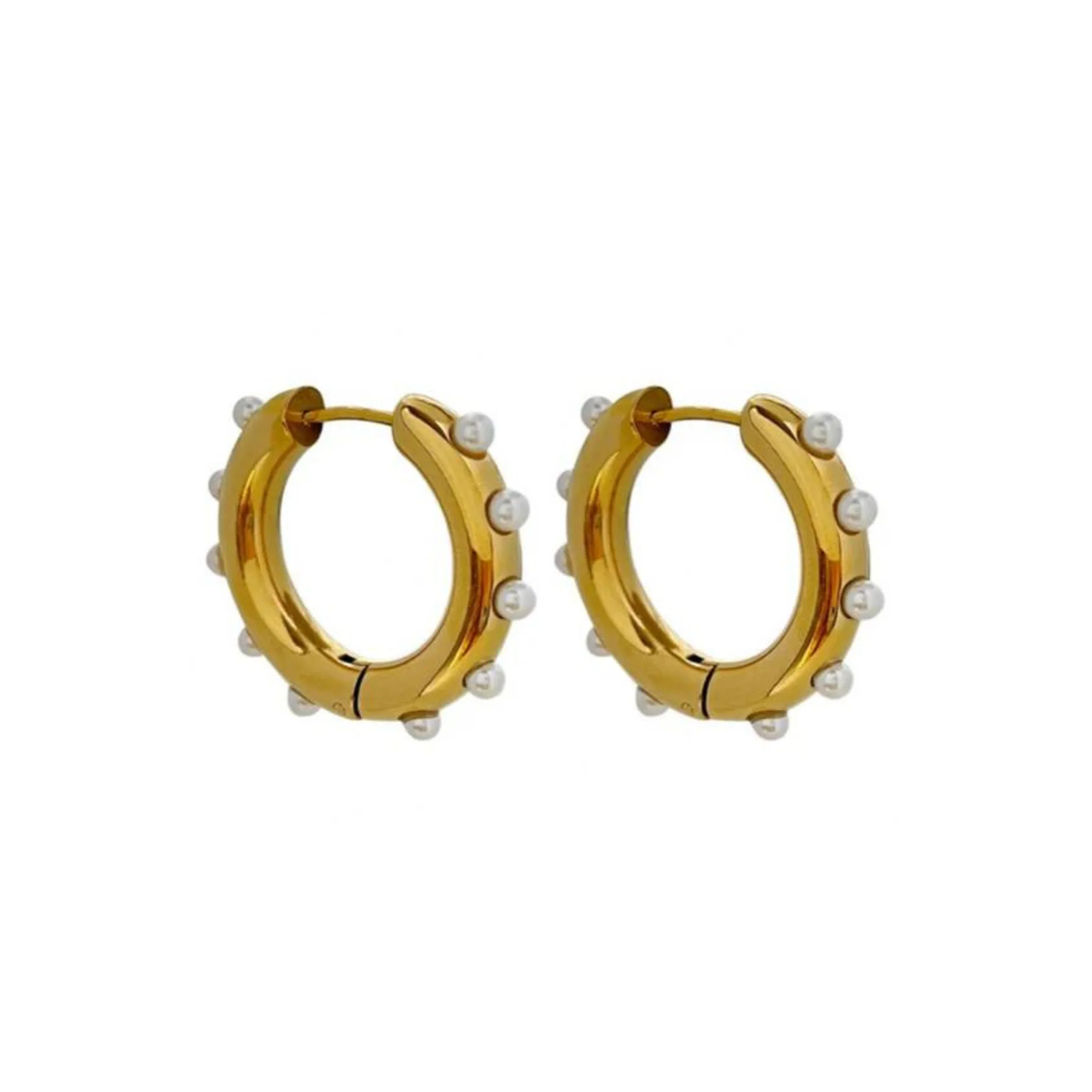 Grande Raised Pearl Huggie Hoops