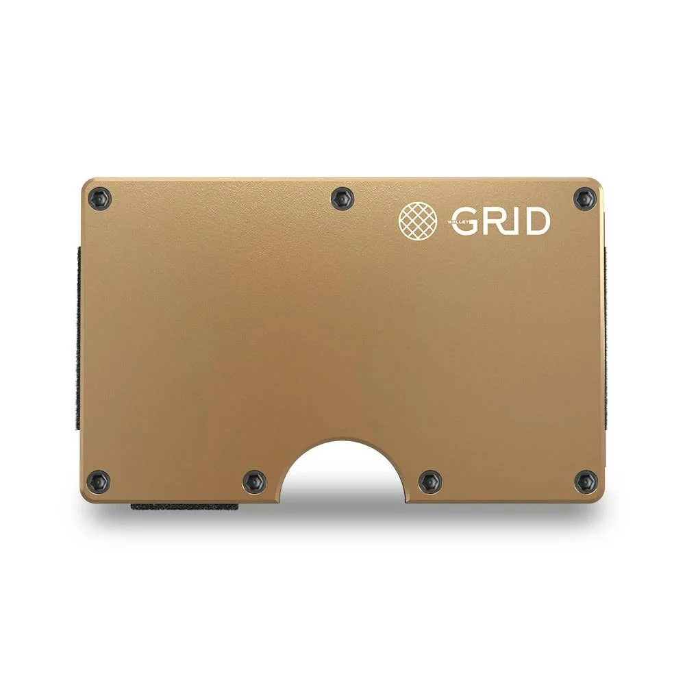 GRID Wallet - Grid Wallet // Gold Aluminum: Gold / Aluminum / 3.38"L x 2.12"W x 0.23"H