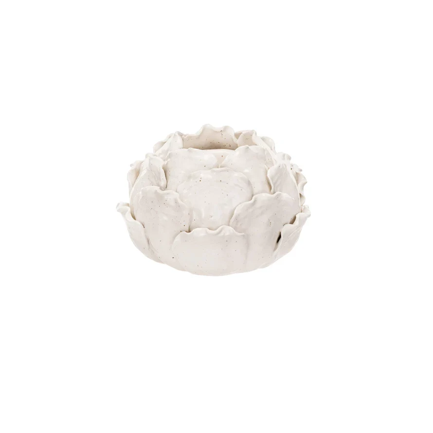 Handmade Stoneware Artichoke Shaped Tealight Holder (Each One Will Vary)