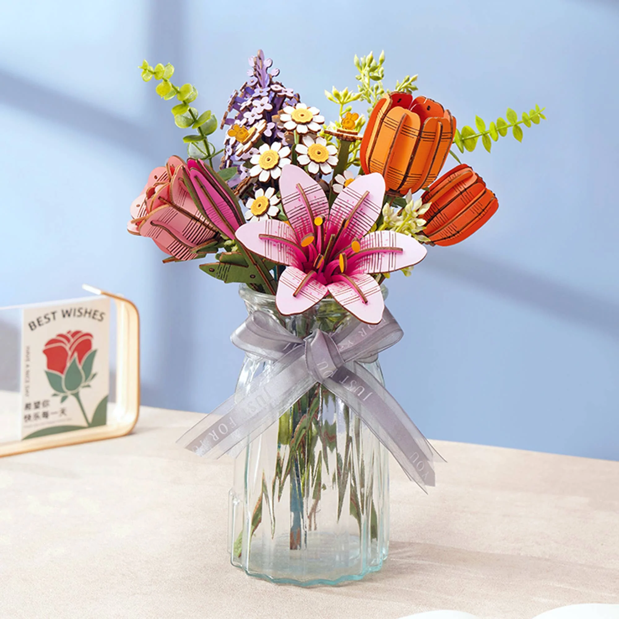 Hands Craft - 3D Wooden Flower Puzzle: Pink Lilly - Image 5