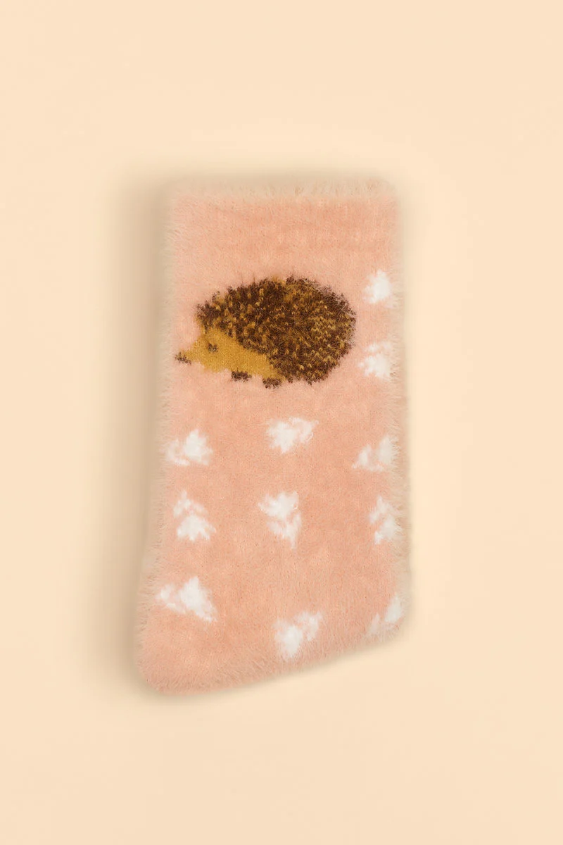 Powder - Happy Hedgehog Petal Fuzzy Socks - Image 2